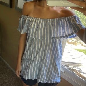 old navy off shoulder stripped shirt
